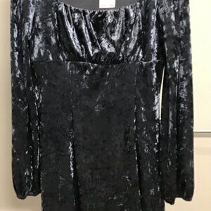 All in Favor Nordstrom crushed steel blue velvet dress - NEW NWT